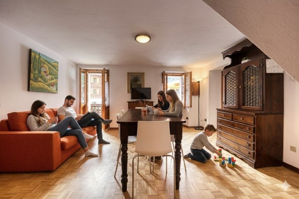 Apartment, 2 Bedrooms, Balcony, Mountain View (Piazza 1) | Living area | TV