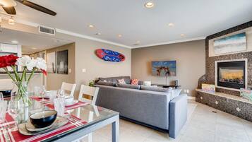 Villa, 3 Bedrooms | Living area | 50-inch TV with cable channels, Netflix, toys