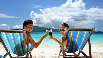 Beach umbrellas, beach towels