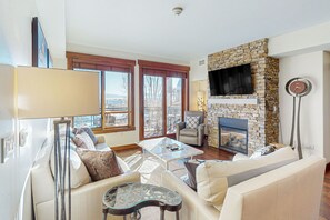 TV, fireplace, table football