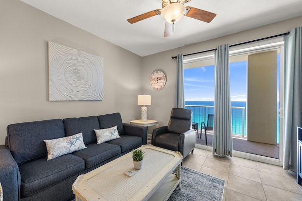 Living area - BEACHFRONT CONDO OPEN FOR SUMMER!GREAT VIEWS!! (Panama City Beach)