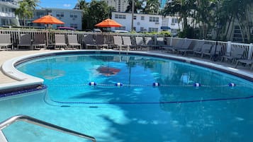 Outdoor pool, sun loungers
