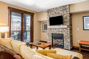 TV, fireplace, table football