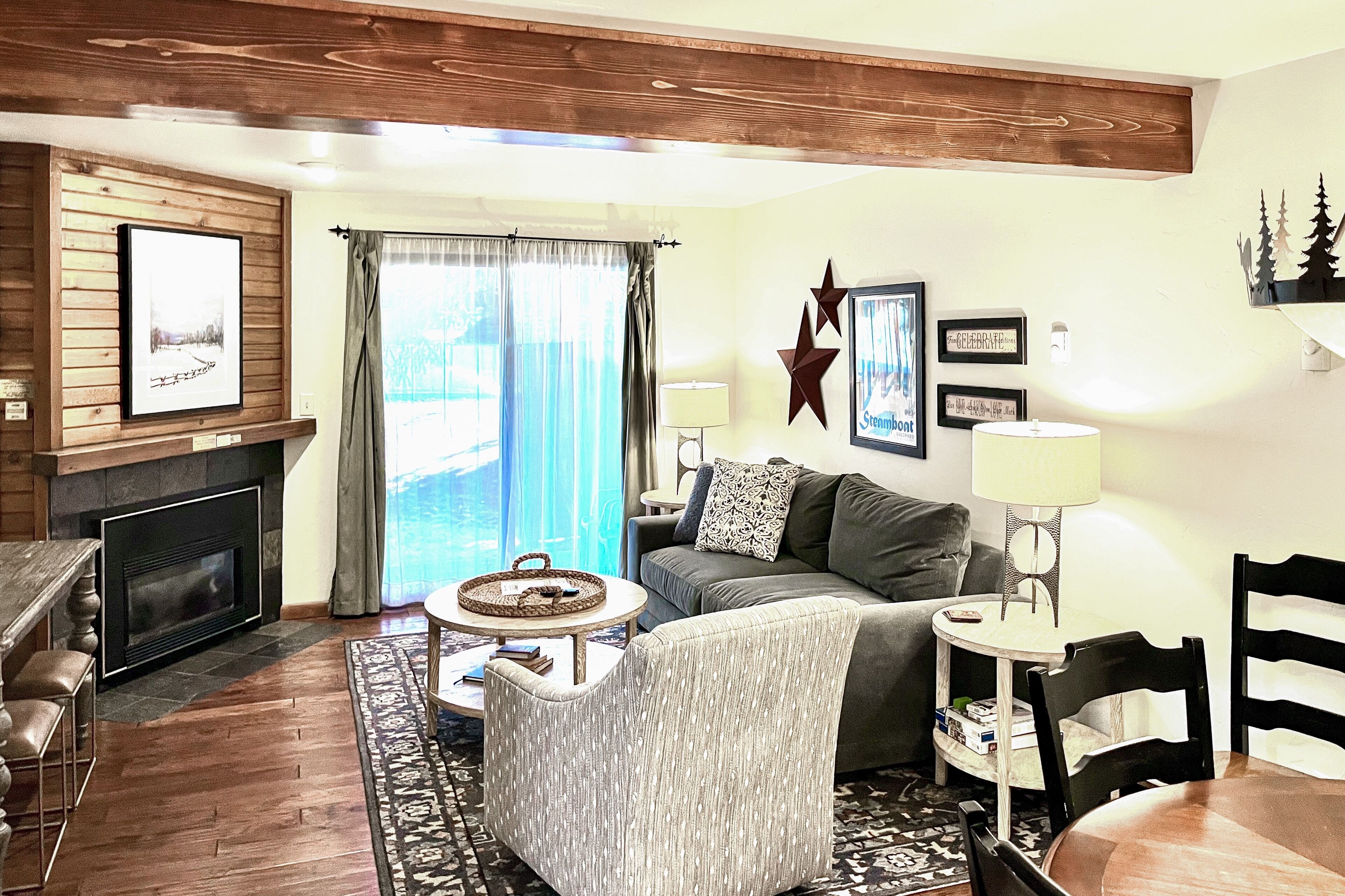 TV, fireplace, DVD player