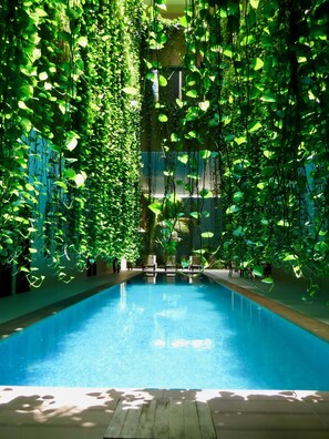 Indoor pool, open 8:00 AM to 9:00 PM, sun loungers - Palmarena Rooms and Residences - Long Stay Comfort with Parking, Sauna, Gym and Pool (Steps from 5th Avenue) (Playa del Carmen)