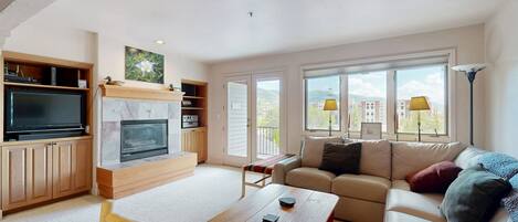 TV, fireplace, DVD player, stereo