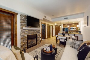 TV, fireplace, DVD player