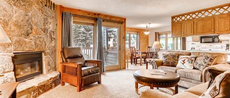 TV, fireplace, DVD player, books