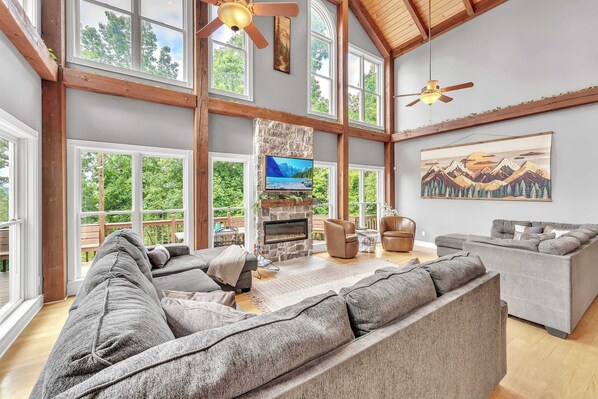 TV, fireplace, offices