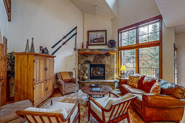 テレビ、暖炉、DVD プレーヤー