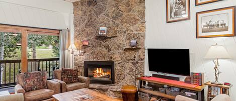 تلفزيون، مدفأة، مشغل دي في دي، كُتُب