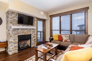 TV, fireplace, table football