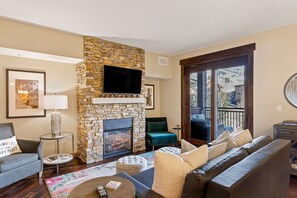 TV, fireplace, table football