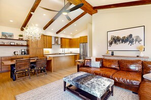 TV, fireplace, DVD player, books