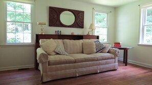 TV, fireplace, books - A Real Farm Vacation (Bennington)