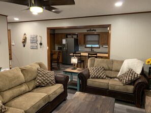 Smart TV, DVD player, books, video library