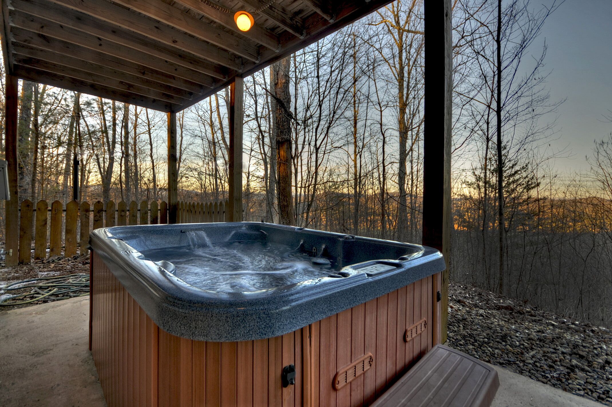 Take in the secluded cabin views, hot tub, foosball!
