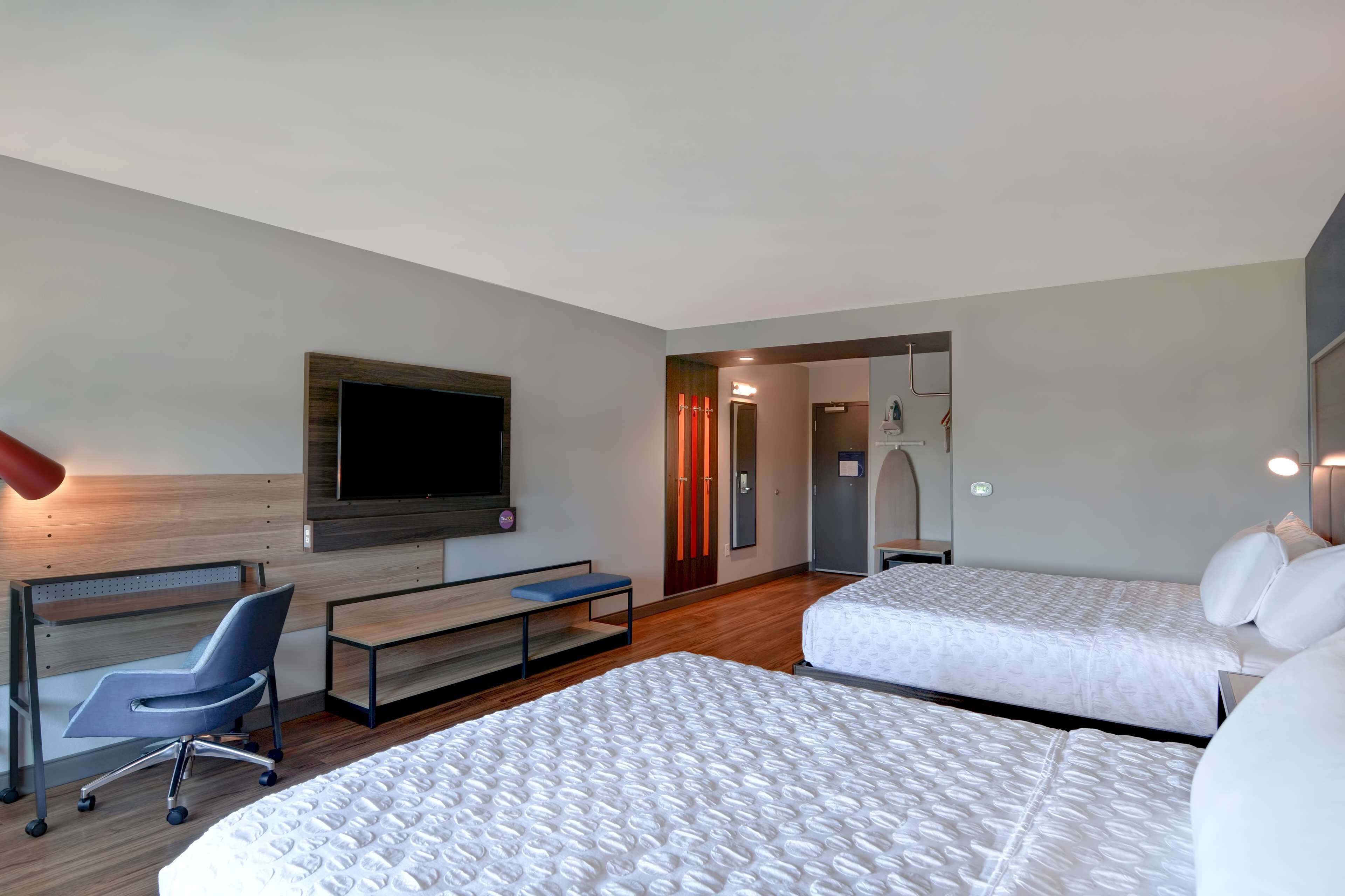 room, 2 queen beds, accessible (mobility & hearing, roll-in shower) | desk, laptop workspace, blackout curtains, iron/ironing board