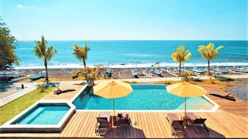 Outdoor pool, sun loungers