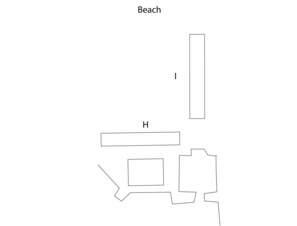 A simple layout with a vertical rectangle labeled 'I' and a horizontal rectangle labeled 'H'.