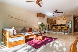 Deluxe Apartment, Private Pool | Living area | 45-inch flat-screen TV with digital channels, TV - Casa Wahh (Tulum)
