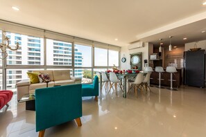 Panoramic Double Room | Private kitchen | Full-size fridge, microwave, oven, stovetop