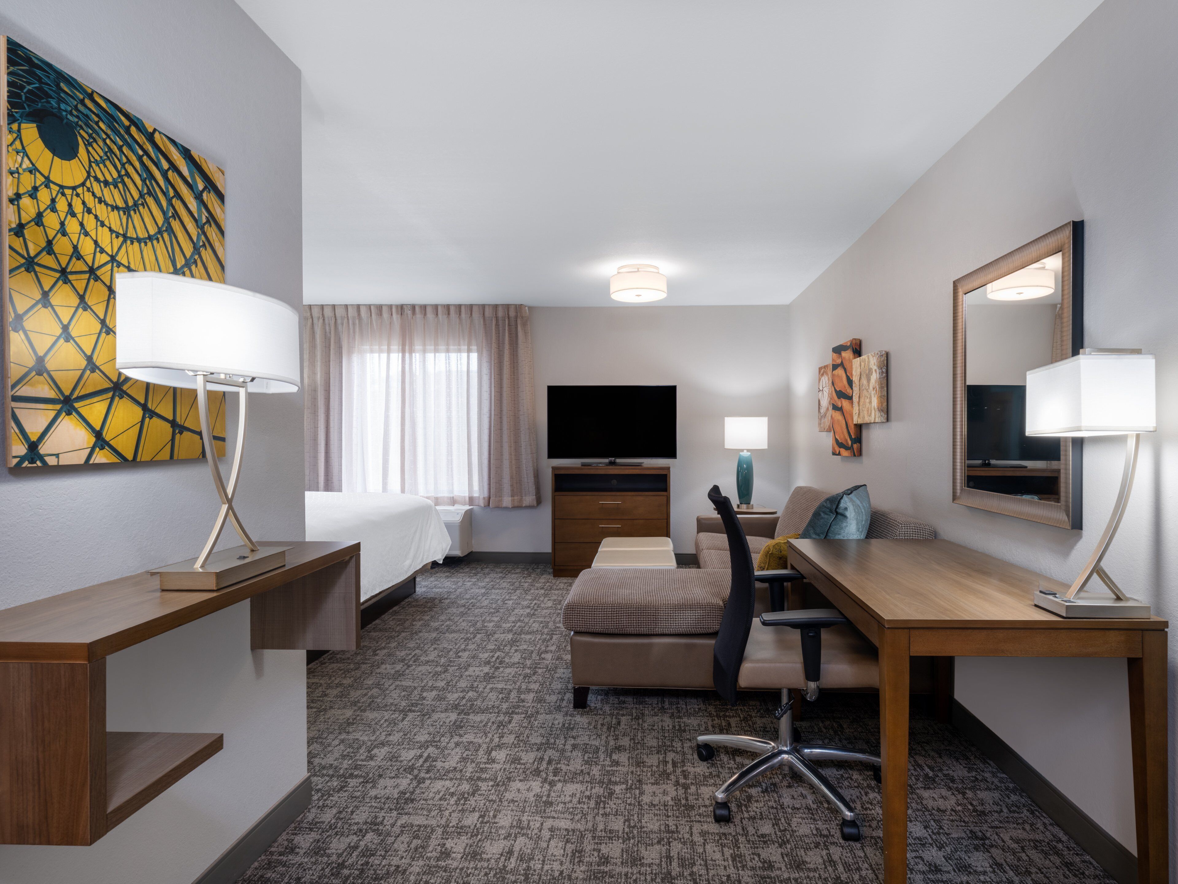 studio suite, 1 king bed, accessible (communications) | 1 bedroom, desk, laptop workspace, blackout curtains