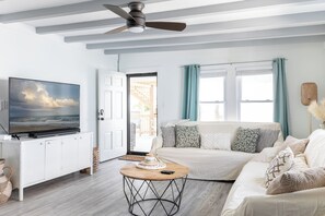 Smart TV, fireplace, computer monitors