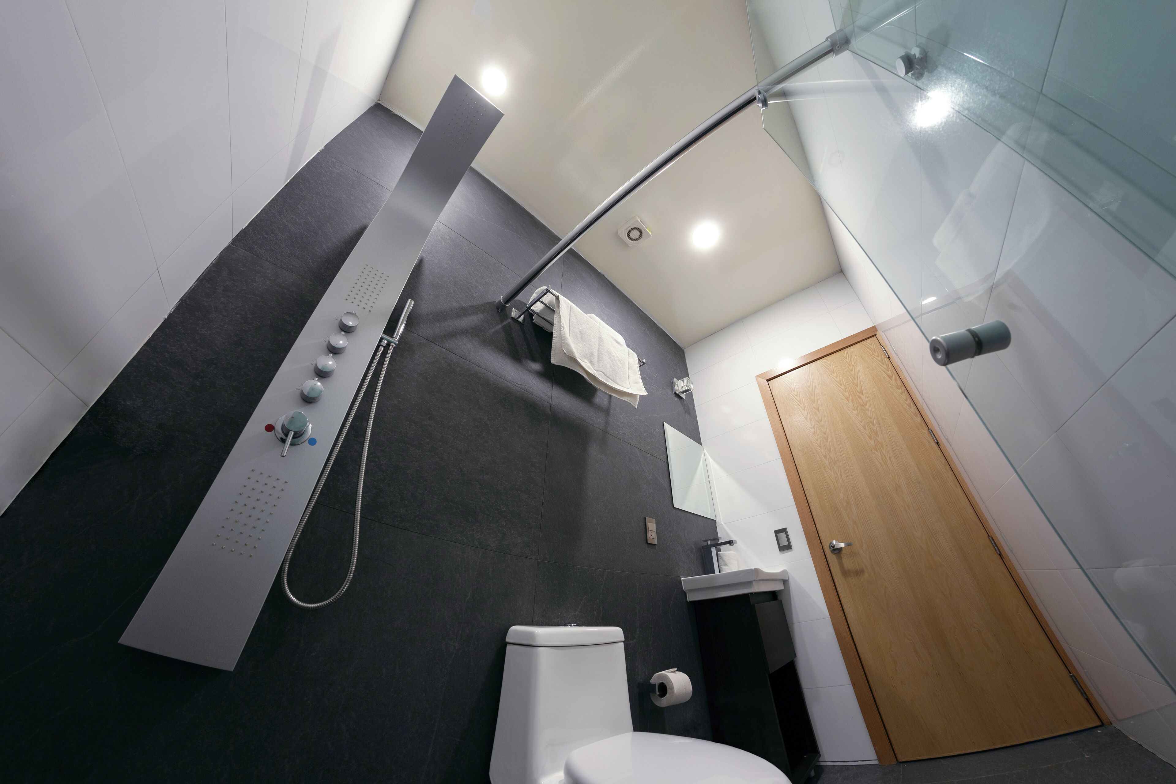 business triple room | bathroom | hair dryer, towels, soap, shampoo