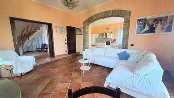 TV, fireplace, foosball, books