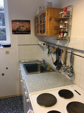 Kühlschrank, Mikrowelle, Herdplatte, Geschirrspüler