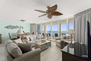 Condo (Long Beach Resort Tower I 1303 (2/2)) | Living room | TV, DVD player - Long Beach Resort by iTrip Panama City Beach (Panama City Beach)