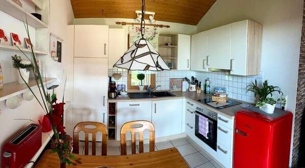 Fridge, microwave, dishwasher, toaster