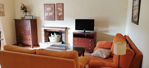 Televisie en een open haard