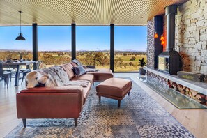 TV connectée, cheminée, chaîne hi-fi