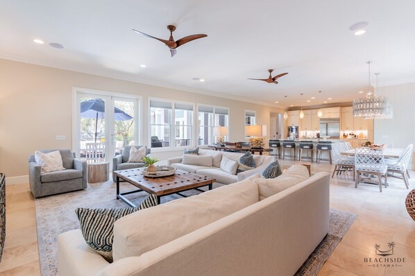 TV, DVD player, video library