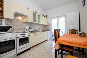 Fridge, microwave, stovetop, dishwasher