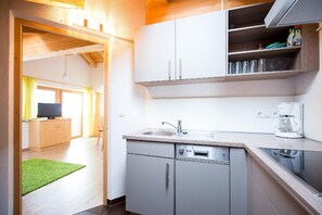 Réfrigérateur, micro-ondes, plaque de cuisson, lave-vaisselle