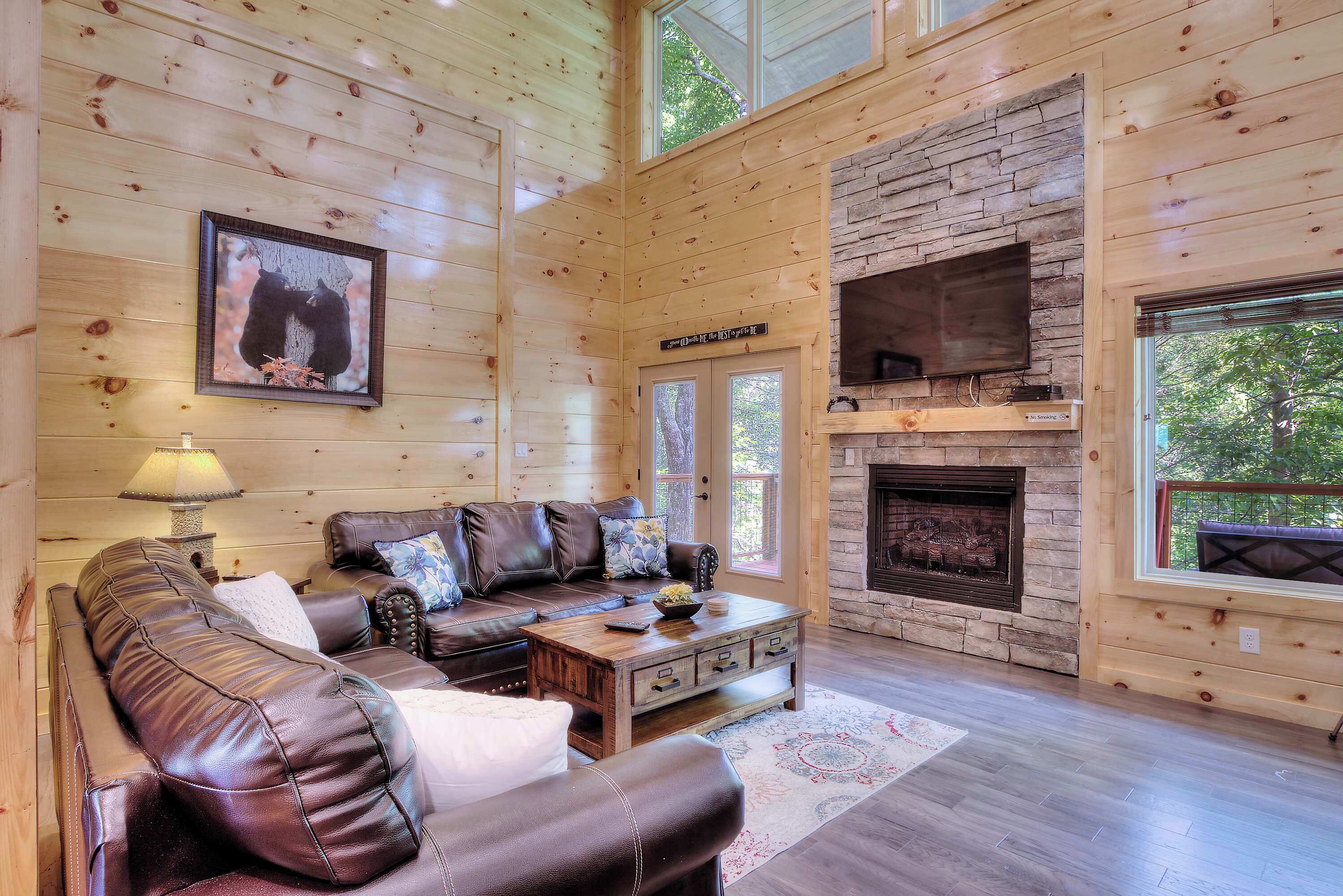 TV, fireplace, foosball, offices