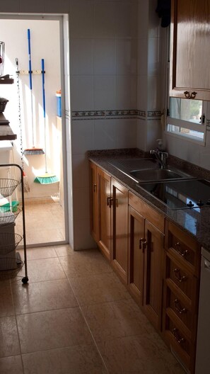 Fridge, microwave, oven, toaster