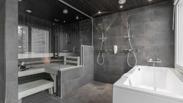 PyhäLinna 93, Sauna | Badkamer | Een haardroger, een bidet, vloerverwarming, handdoeken