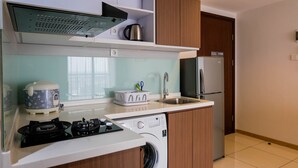 ห้องพัก | ครัวส่วนตัว | ตู้เย็น, เตาประกอบอาหาร, กาต้มน้ำไฟฟ้า, เครื่องครัว/จาน/ช้อนส้อม