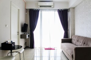 Room | Living room | TV - New Furnished 2BR Apartment at Silkwood Residence (Tangerang)