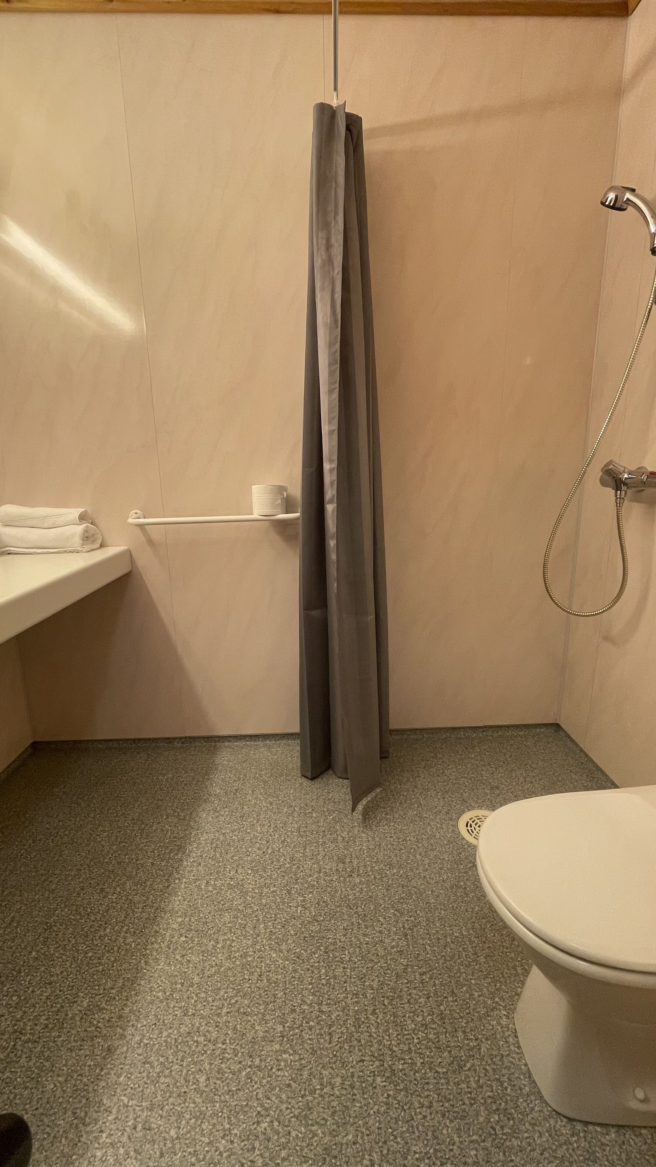 basic single room | bathroom | shower, free toiletries, towels