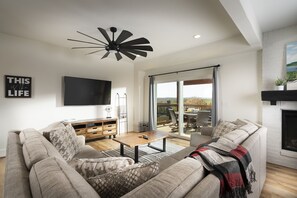 TV, fireplace, video games