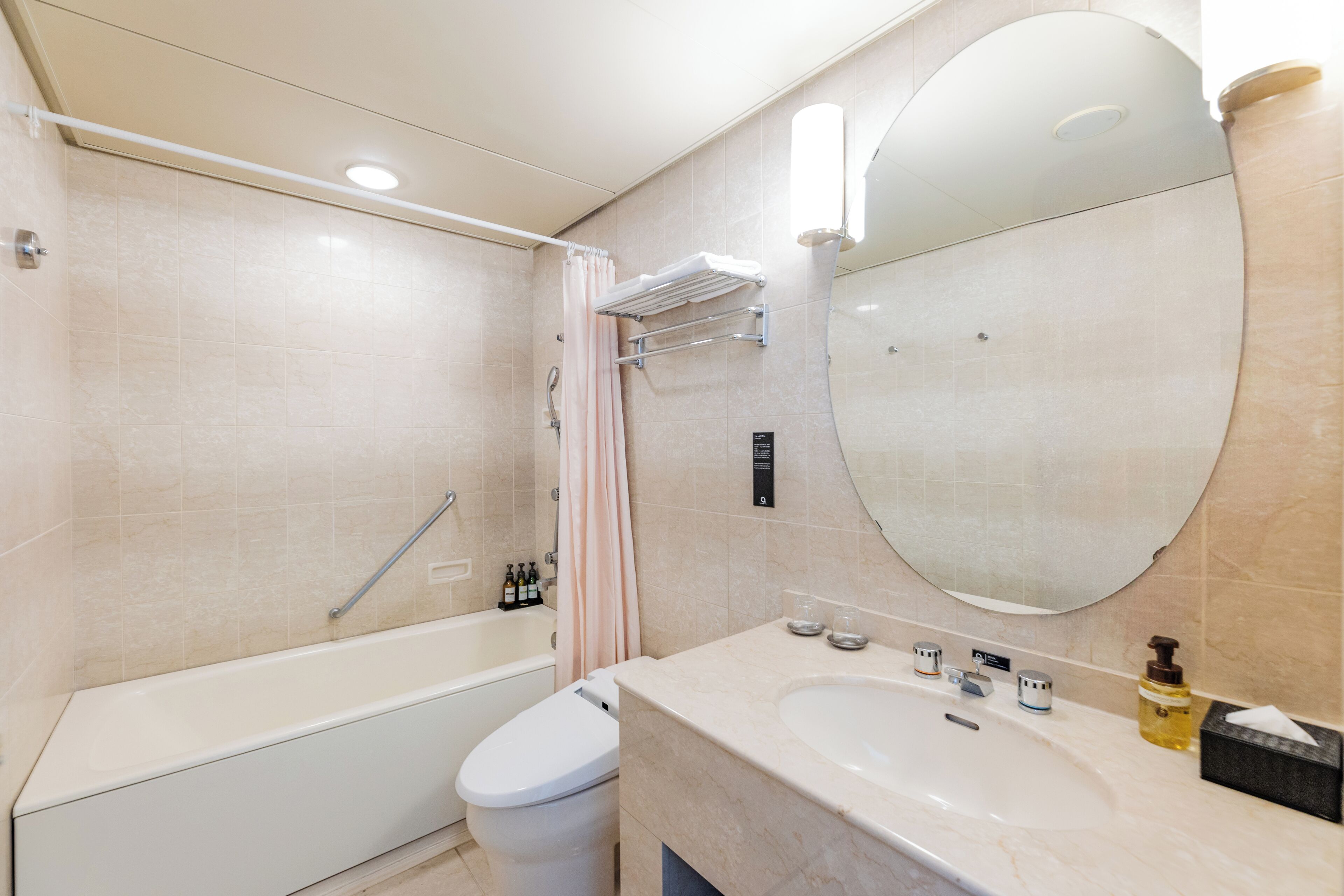 desk, laptop workspace, blackout curtains, iron/ironing board