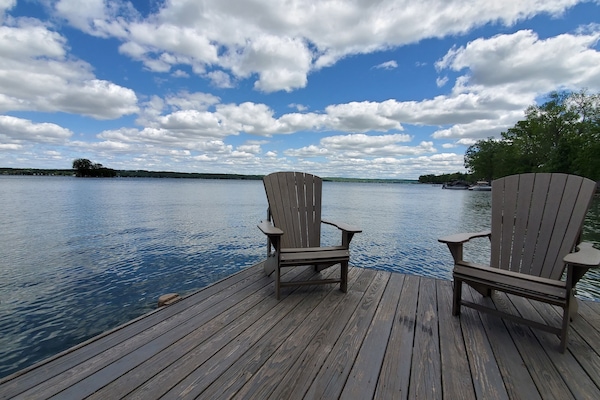 View from the permanent dock looking south to Squaw Island. Typical day!