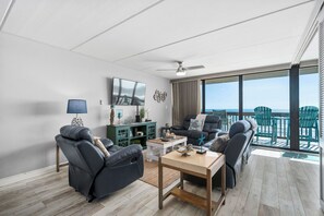 Flat-screen TV, DVD player