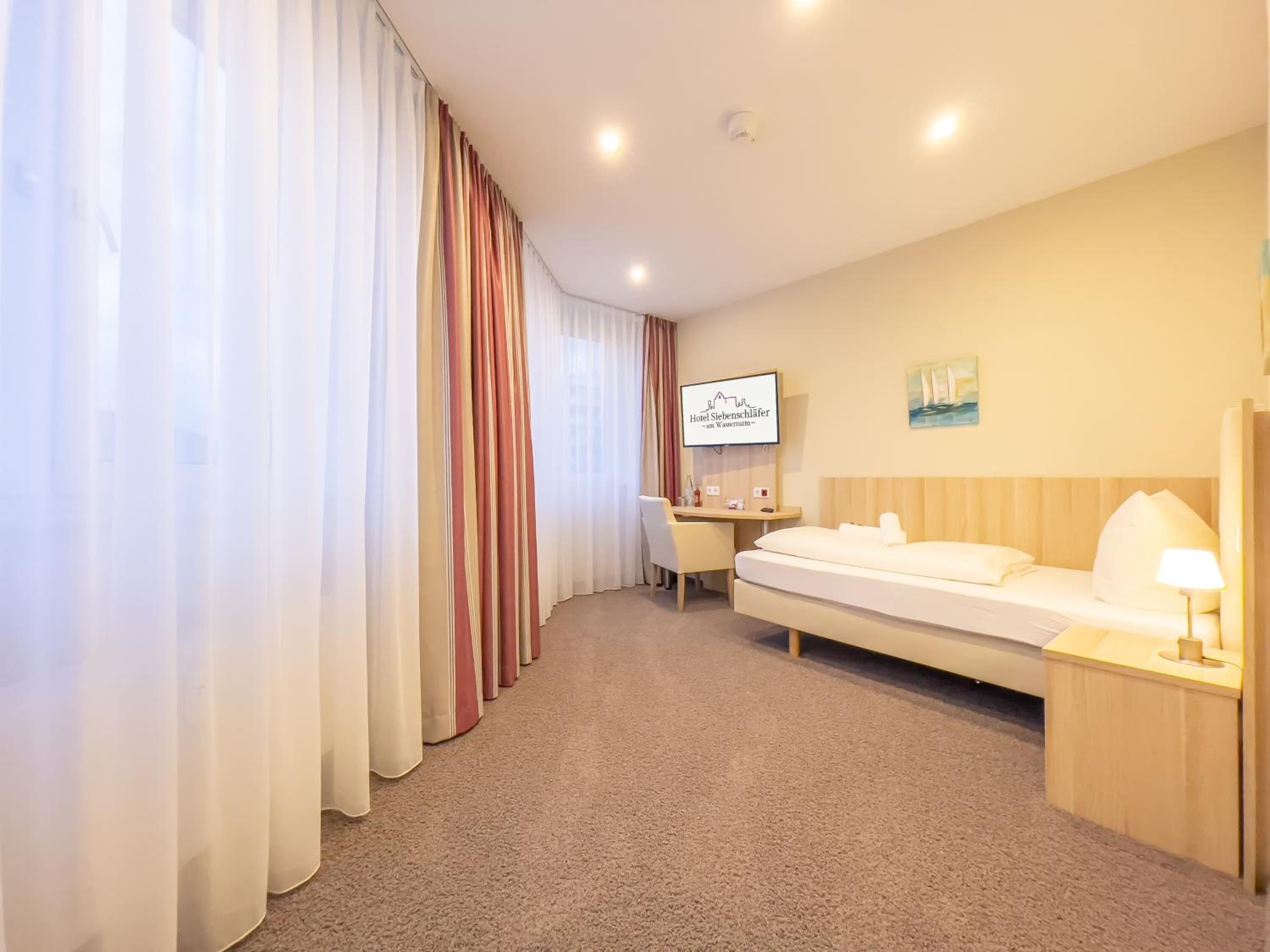 1 bedroom, desk, laptop workspace, blackout curtains