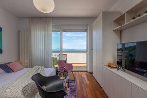 Panorama-værelse til 3 personer - 1 soveværelse - balkon - havudsigt | Premium-sengetøj, senge med madrasser af memory foam, minibar